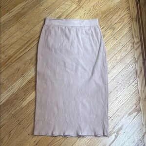 JAPPAREL Tan Ribbed Midi Skirt XL, Pull-On Stretch Waistband, Made in USA